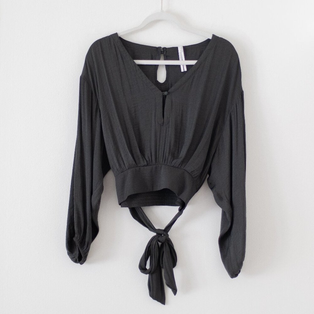 Anthropologie Deep Olive/Moss Balloon Sleeve Blouse - XS